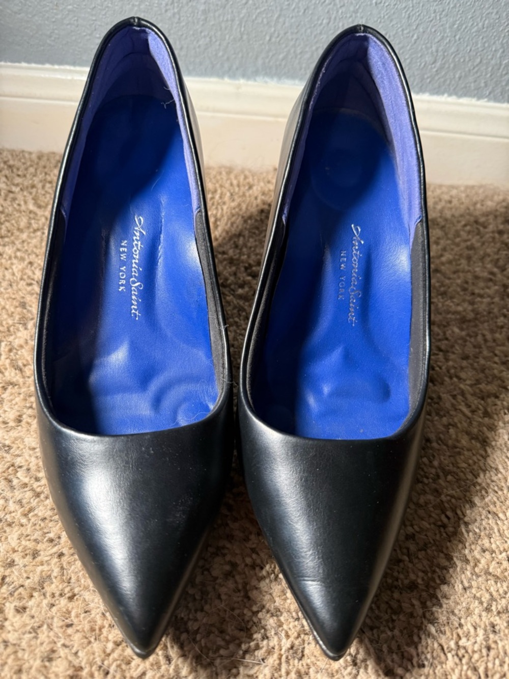 Antonia Saint Black Pointed Leather Pumps